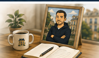 Portrait illustré de Brice dans l’univers graphique de CoproClair.